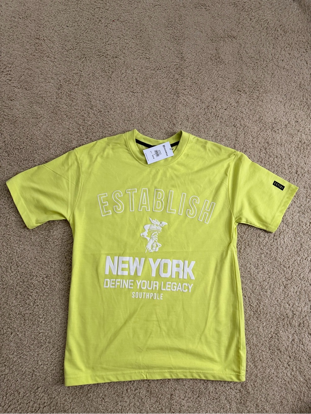 South Pole Men’s Lime Green Graphic 'Establish New York' Tee